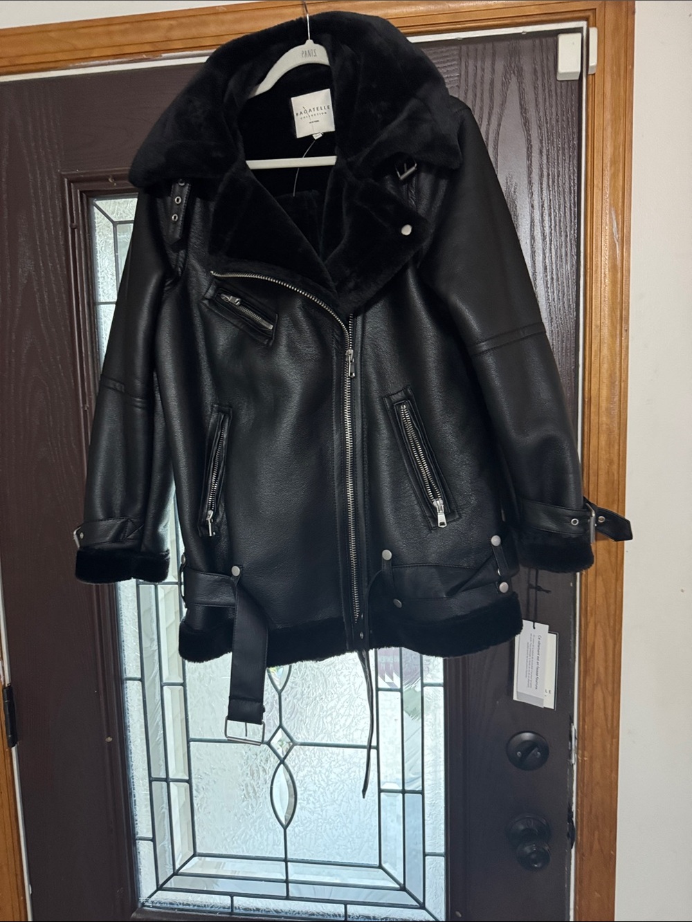 bagatelle Black Faux Leather Shearling Moto Jacket
